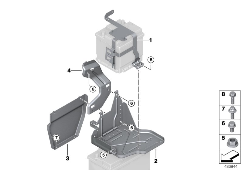 Battery tray auxiliary battery