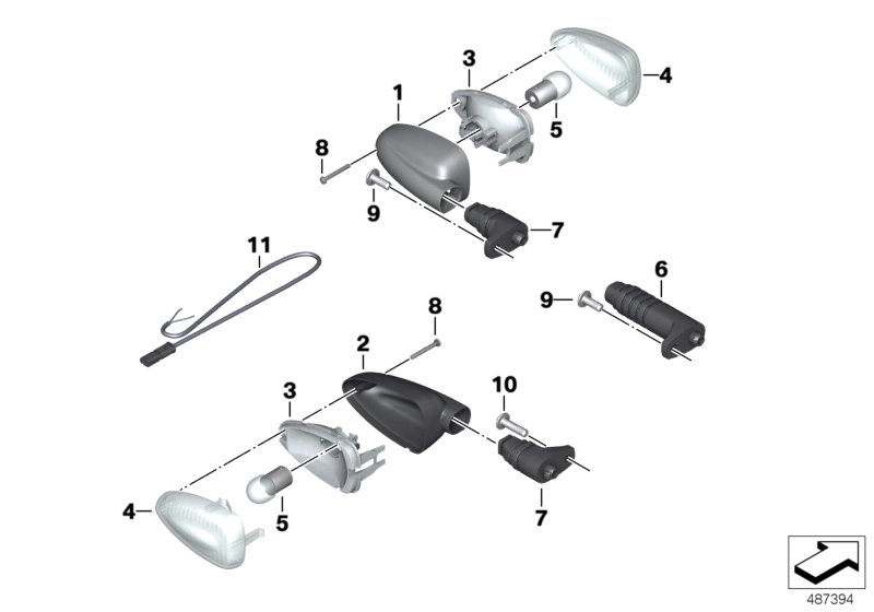 White direction indicator lights