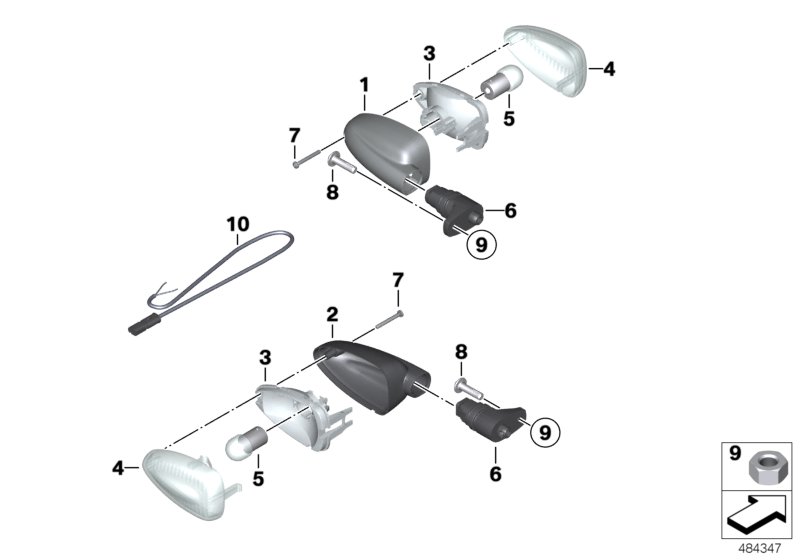White direction indicator lights