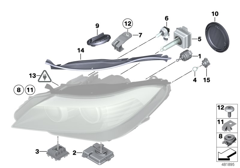 Single components for headlight