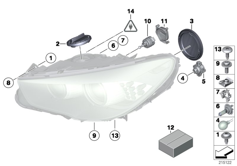 Single components for headlight