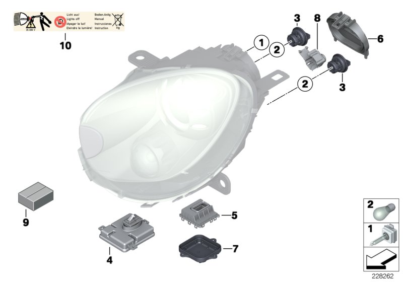 Single components f headlight Xenon/ALC