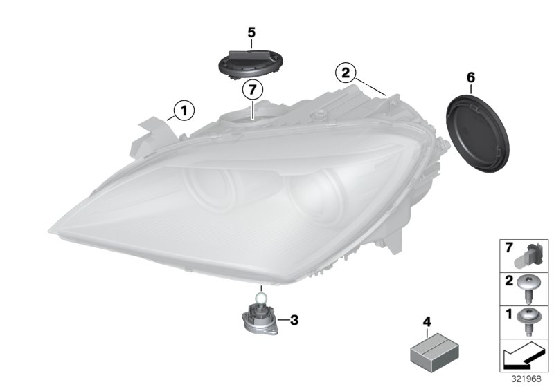 Single components for headlight