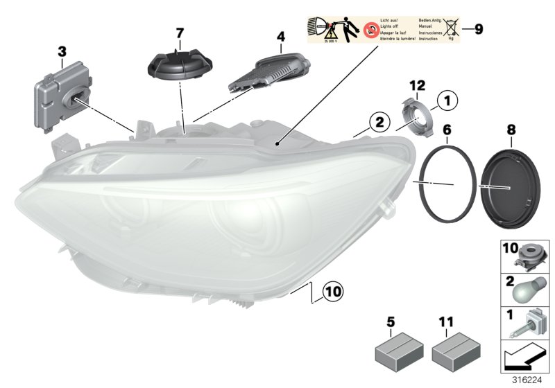 Single parts, xenon headlight