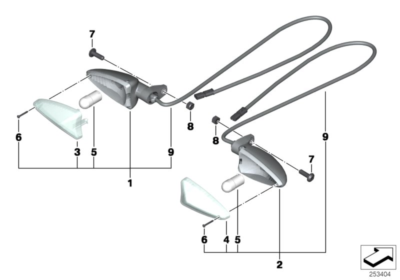 White direction indicator lights