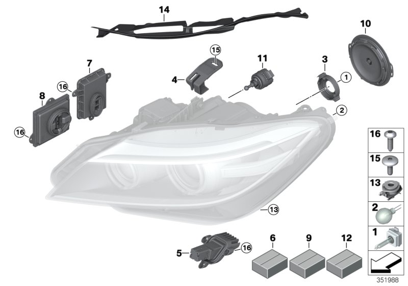 Single components for headlight