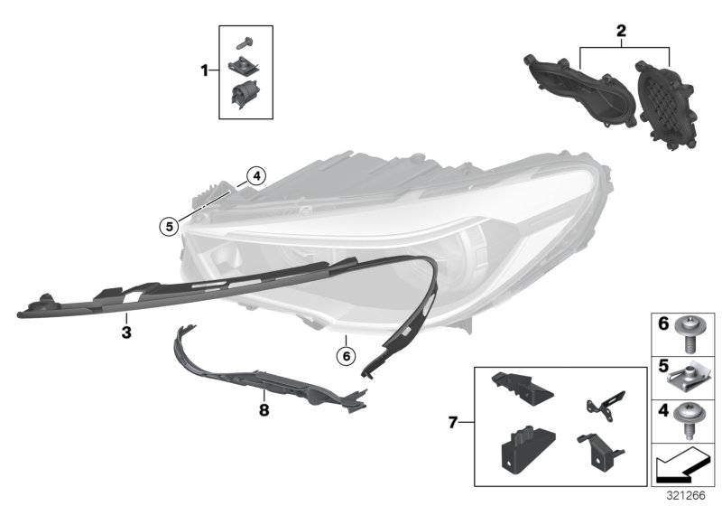 Single parts, headlight LED