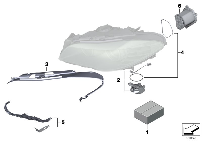 Single components for headlight