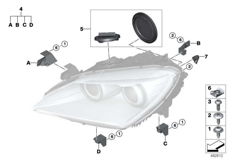 Single components for headlight