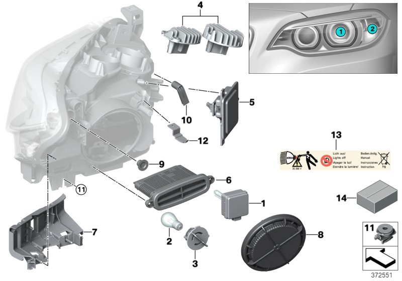 Single parts, xenon headlight