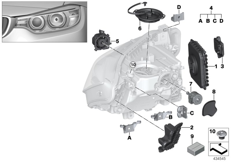 Single parts, headlight LED