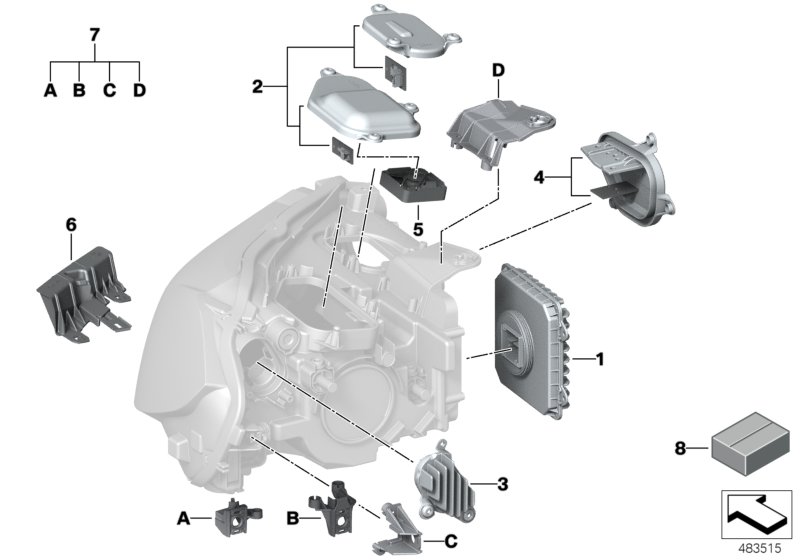 Single parts, headlight LED