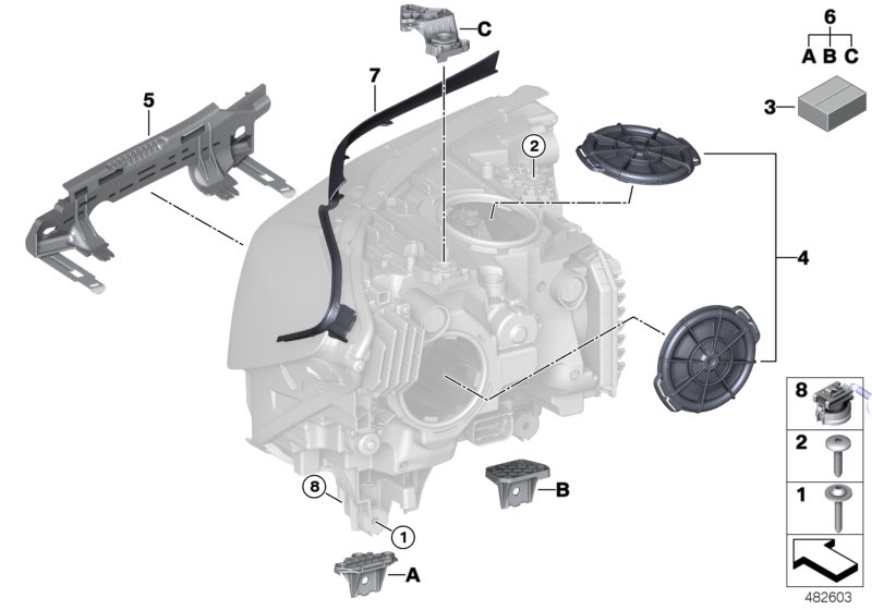 Single components for headlight
