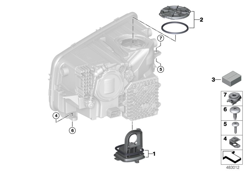 Single components for headlight