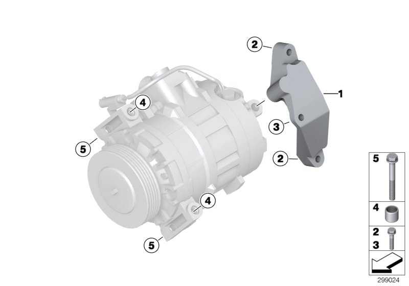 Air condit. compressor mounting parts