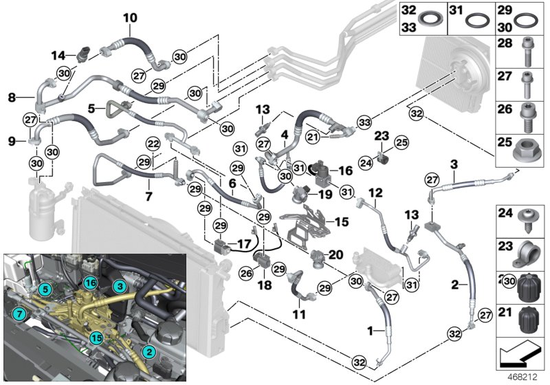 Refrigerant lines, front