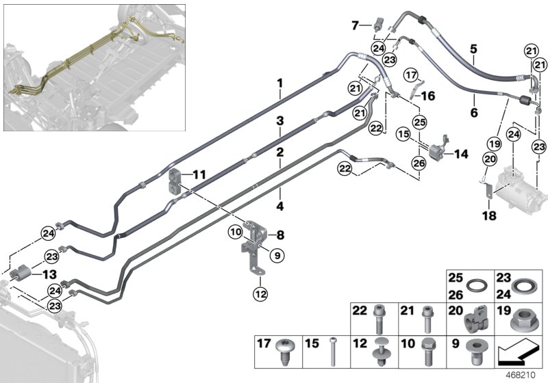 Refrigerant lines, rear