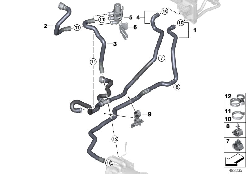 Coolant hoses, auxiliary heater