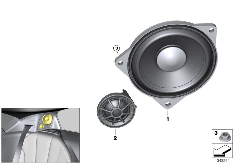 Single parts, speaker, C-pillar