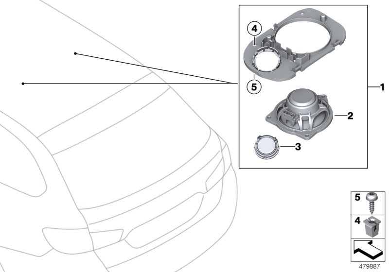 Parts f rear moulded headlng loudspeaker