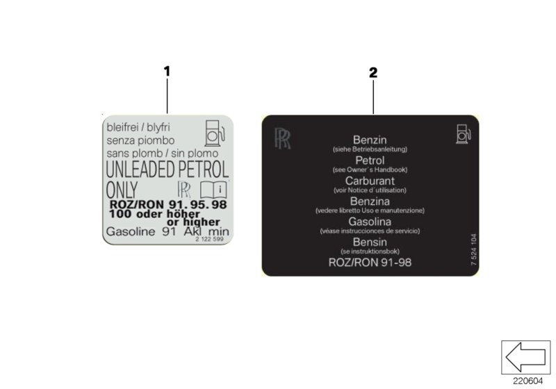 Information plate, fuel