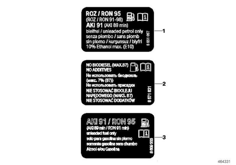 Information plate, fuel