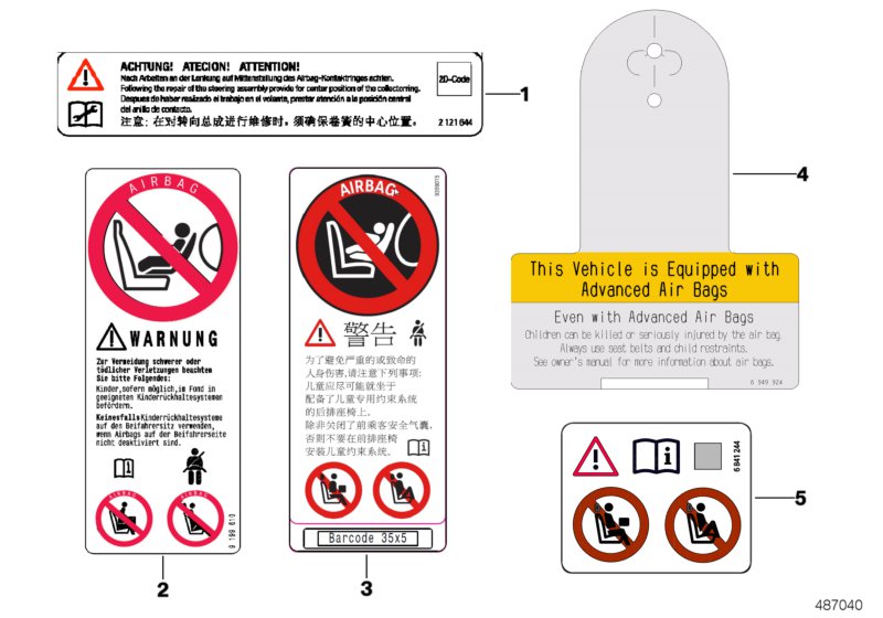 Instruction notice, Airbag