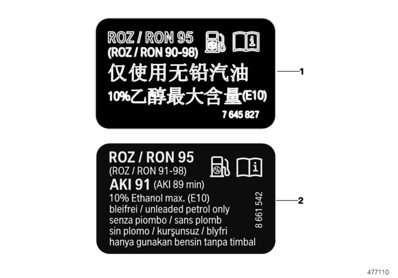 Information plate, fuel
