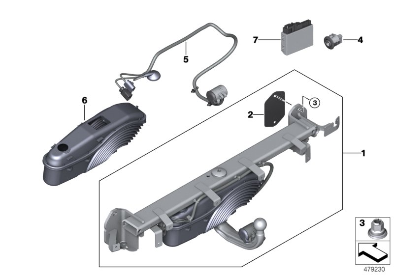 Trailer tow hitch, electrically pivoted