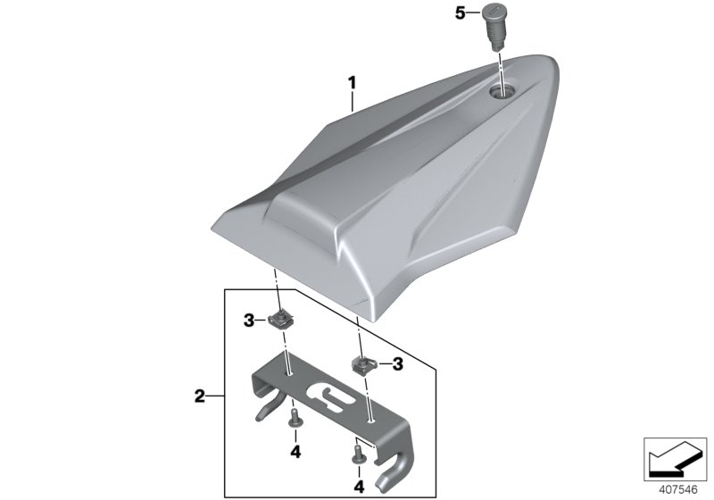 Pillion seat cover, plastic