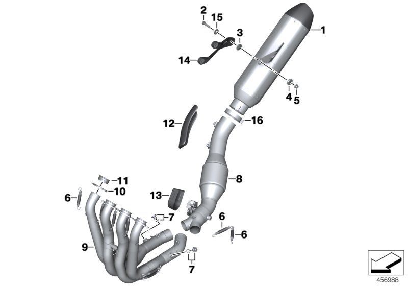 Separate parts, HP titanium exh. system