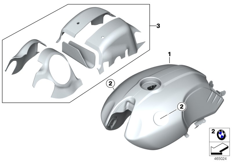 Fuel tank, aluminium full view