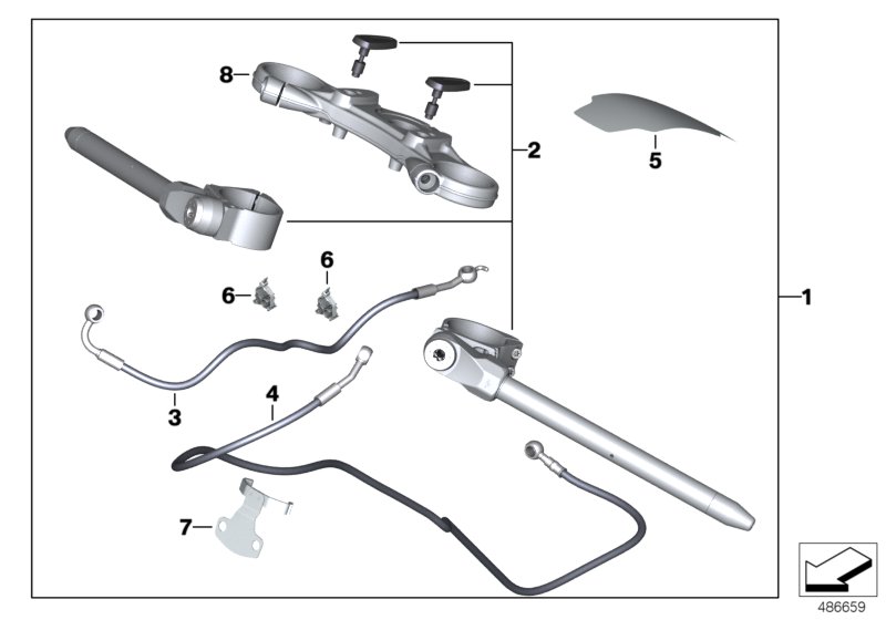Set handlebar adjustable w.fork bridge