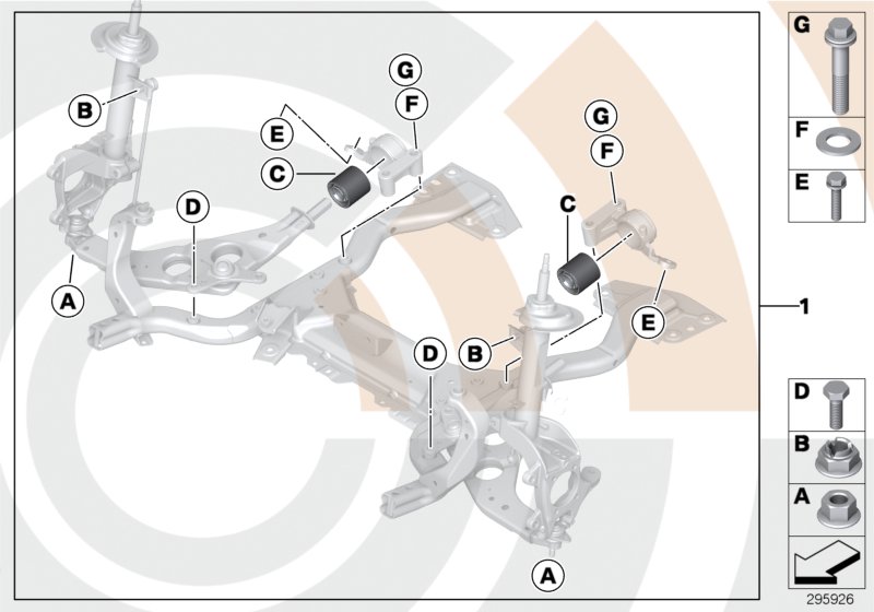 Repair kit, rubber mount, wishbone
