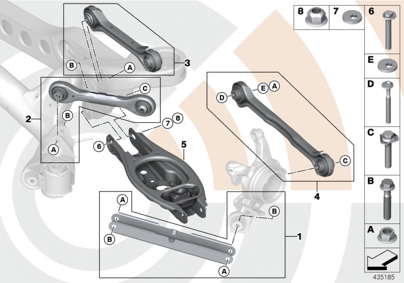 Repair kits, control arms and struts