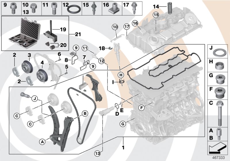 Repair kit, open timing chain, top
