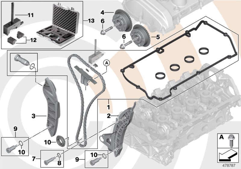Repair kit, open timing chain, top