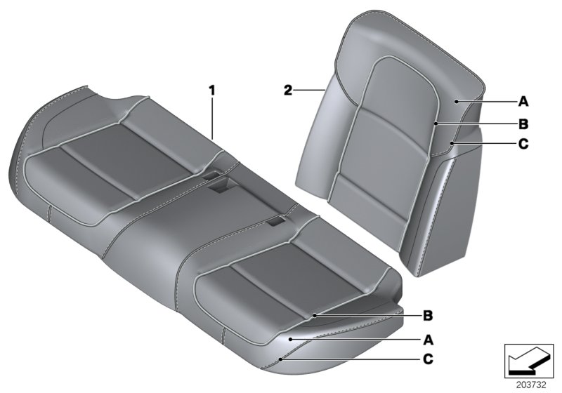 Indiv.cover basic seat, rear