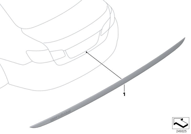 Individual trim strip, tailgate