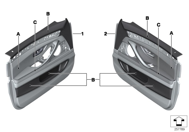 Indi.door trim panel,full leather, front