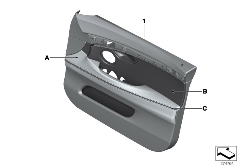 Individual door trim panel, front