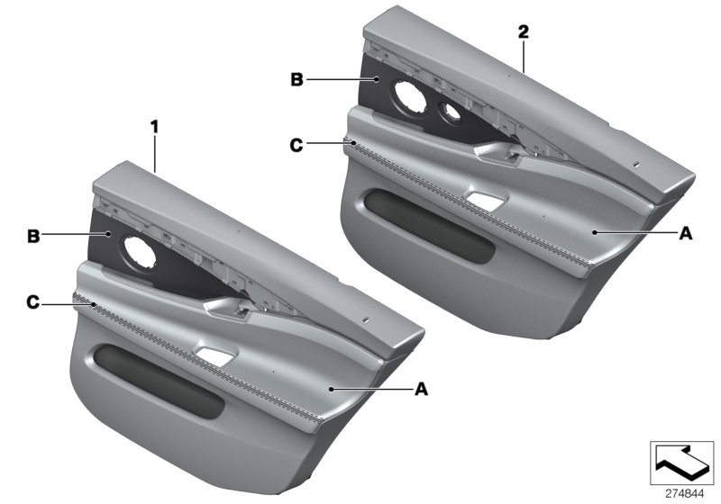 Individual door inset, rear