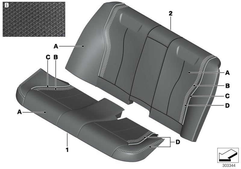 Indiv.cover basic seat, rear