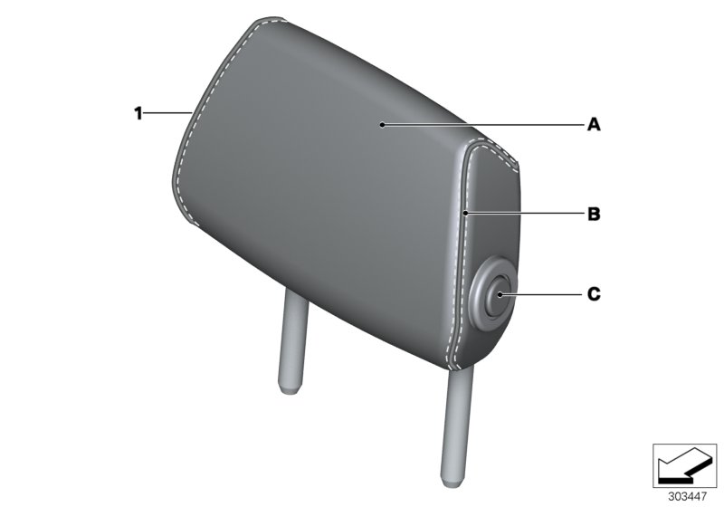 Indiv. folding headrest,seat,rear middle