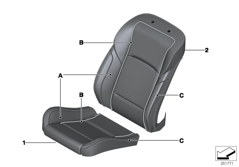 Individual sports seat cover, front
