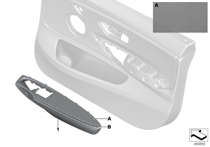 Individual armrest, leather, front