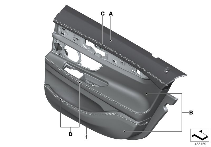 Indiv. door trim panel, leather rear
