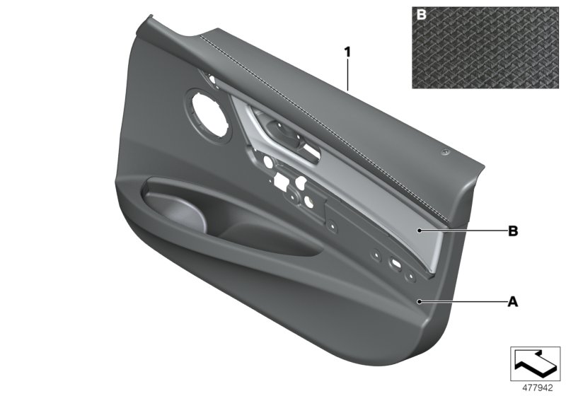 Individual front door trim panel,leather