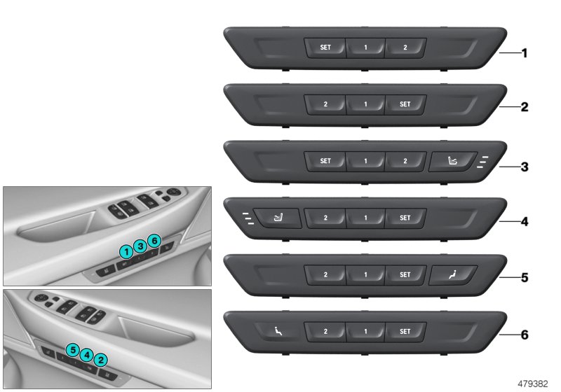 Indi.switch seat functions front pass.